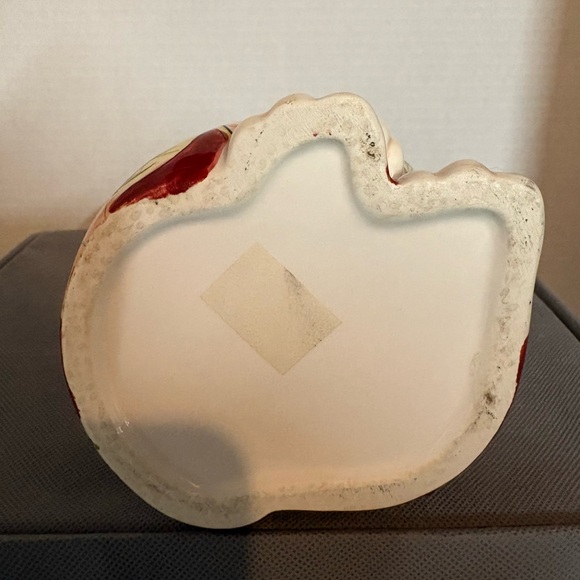 Vintage Ganz Bella Casa Ceramic Cat Shaped Maroon Flower Rose Painted Vase - Picture 5 of 7